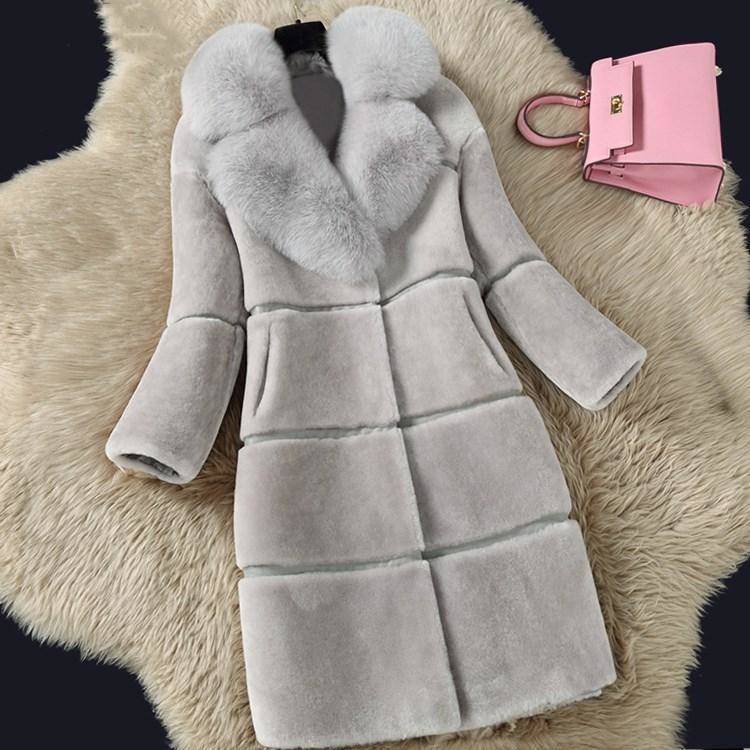 Shear Soft Mid-Length Fur Coat – Women’s Warm Sheep-Shear Winter Jacket