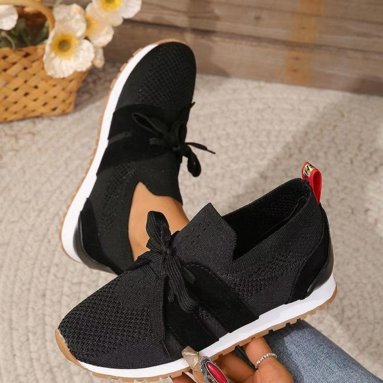 Women’s Lace-Up Mesh Flat Wedge Shoes – Breathable Casual Walking Sneakers