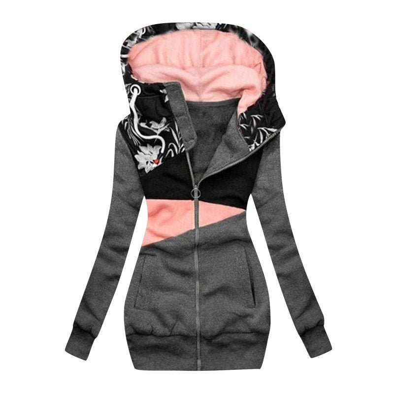 Color Blend Plus Hoodie Coat – Women’s Full-Zip Color-Block Winter Jacket