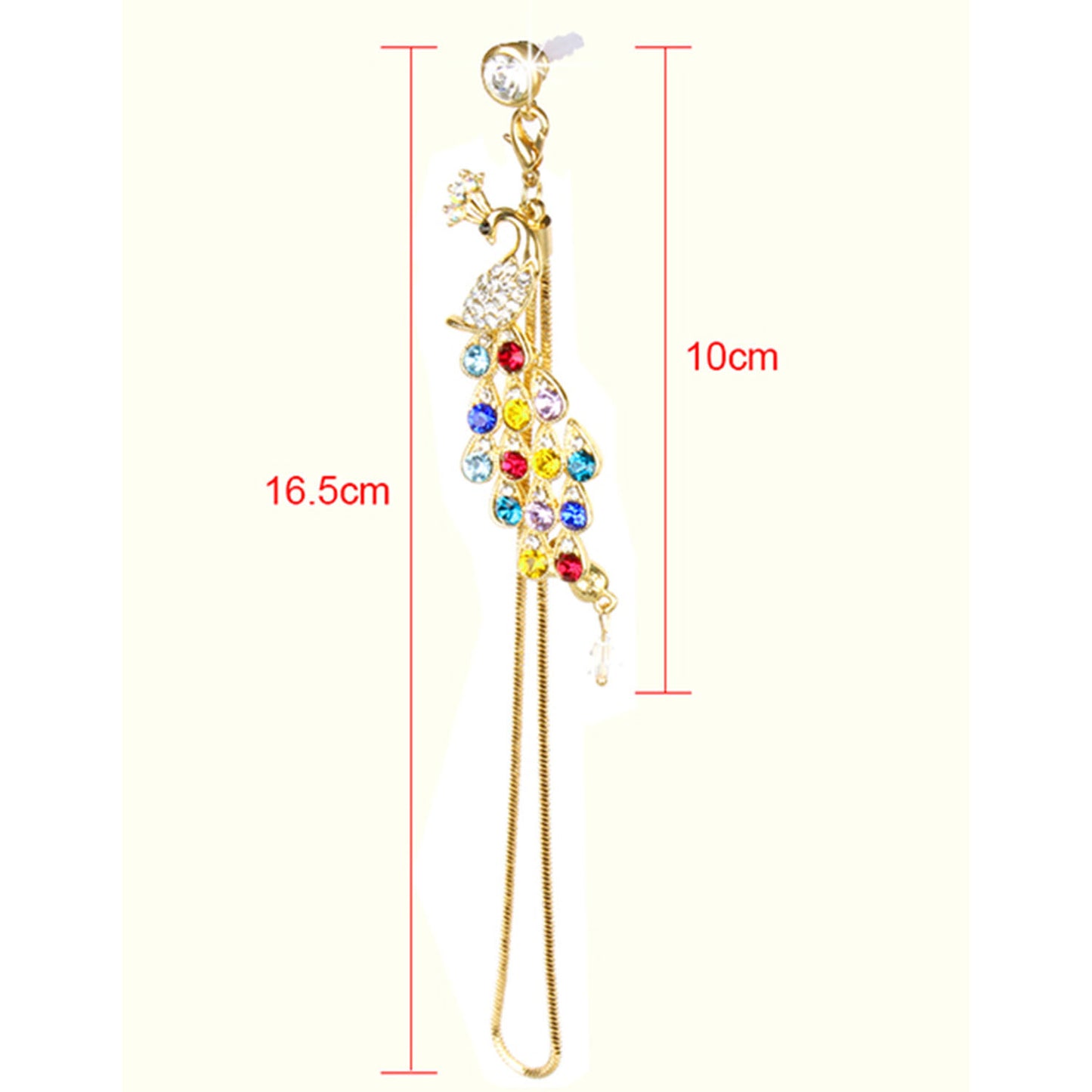GlamPea Crystal Diamond Peacock Dust Cap Pendant for 3.5mm Phones