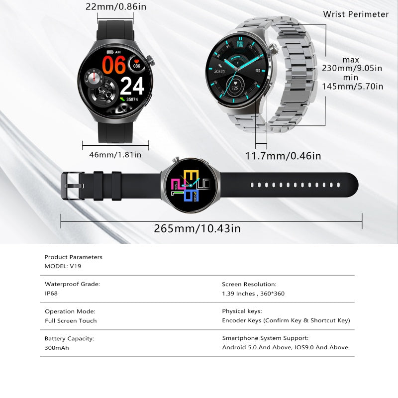 SENBONO V19 Business Pro Smartwatch – Classic Style with Smart Performance
