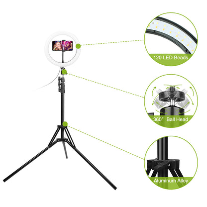 GlowPro 10" Dimmable LED Selfie Ring Light with Tripod & Phone Holder