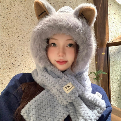 Fuzzy Fox Ear Beanie – Cute Furry Winter Hat for Autumn & Winter