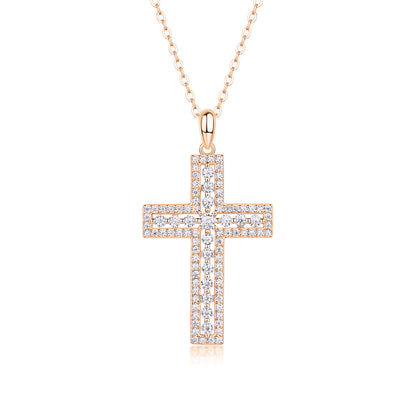 Shelter Moissanite Cross Pendant – S925 Sterling Silver & Platinum