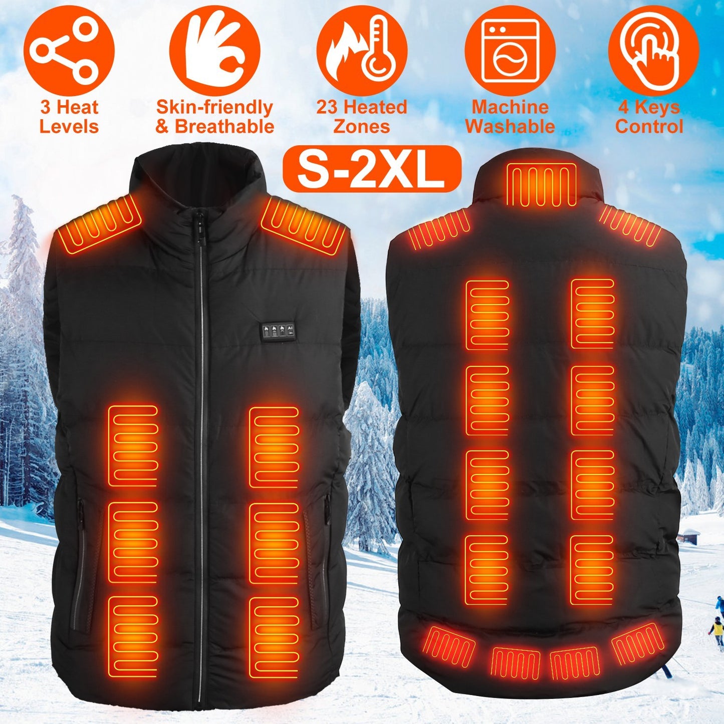 HeatCore 23-Zone Heated Vest – USB Powered 3-Level Warmth for Men & Women