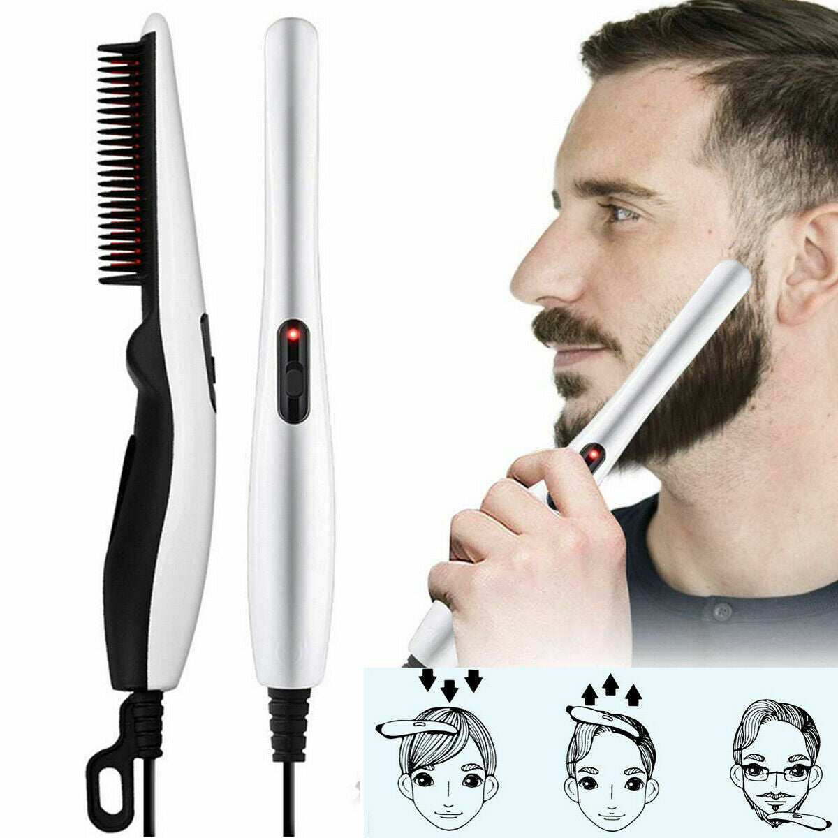 Negative Ion Hair Straightening Hot Comb – Beard & Hair Styler