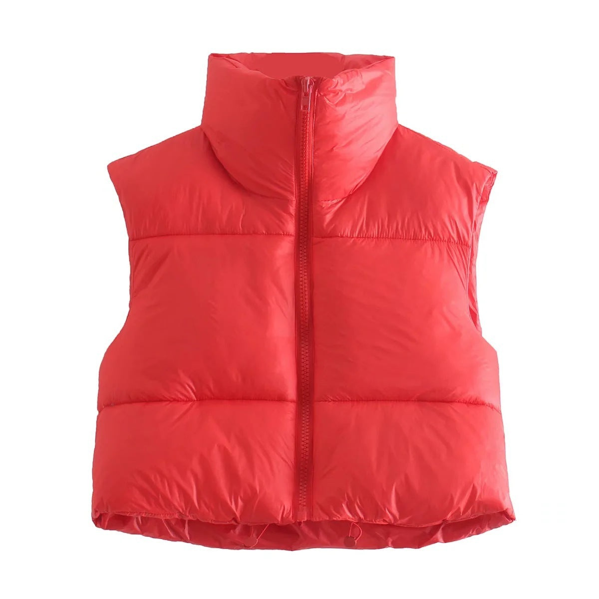 Frost Luxe Puffer Vest – Winter Short Zip-Up Sleeveless Jacket for Women