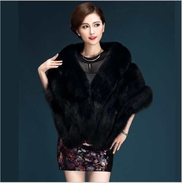 Silver Frost Fox Fur Cape – Women’s Elegant Winter Shawl Coat