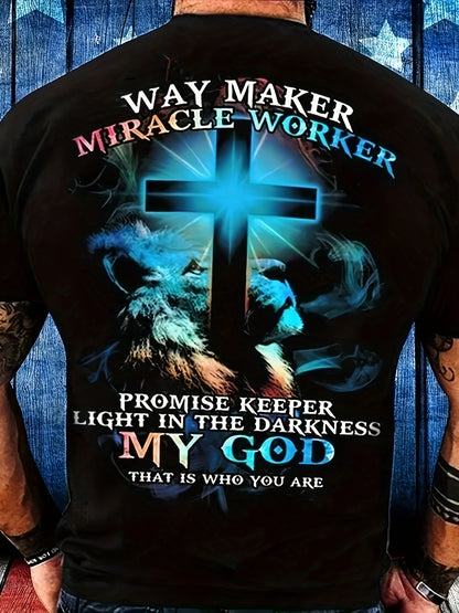 FaithVibe Way Maker 3D Digital Men’s Retro Summer T-Shirt