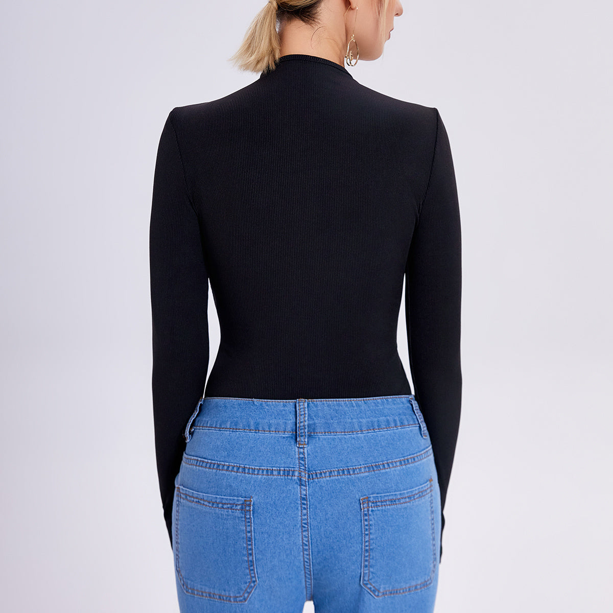 Women’s Metal Accent Slim Fit Top – Modern Minimalist Fashion Blouse