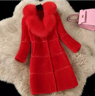 Shear Soft Mid-Length Fur Coat – Women’s Warm Sheep-Shear Winter Jacket