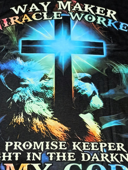 FaithVibe Way Maker 3D Digital Men’s Retro Summer T-Shirt