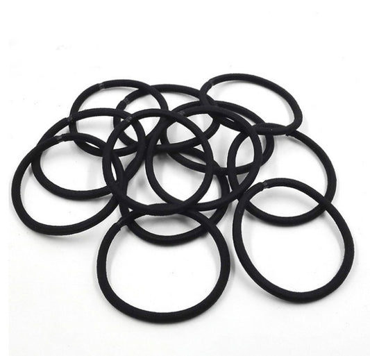 100-Pack Black Elastic Hair Bands – Kids & Women Ponytail Holders