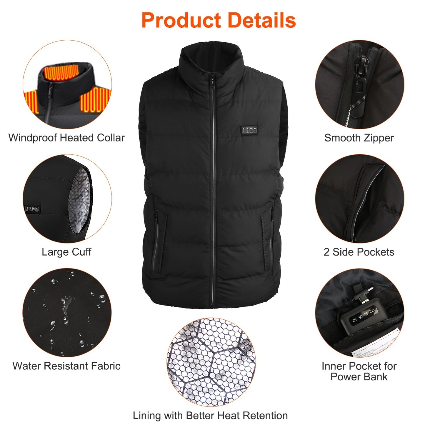 HeatCore 23-Zone Heated Vest – USB Powered 3-Level Warmth for Men & Women