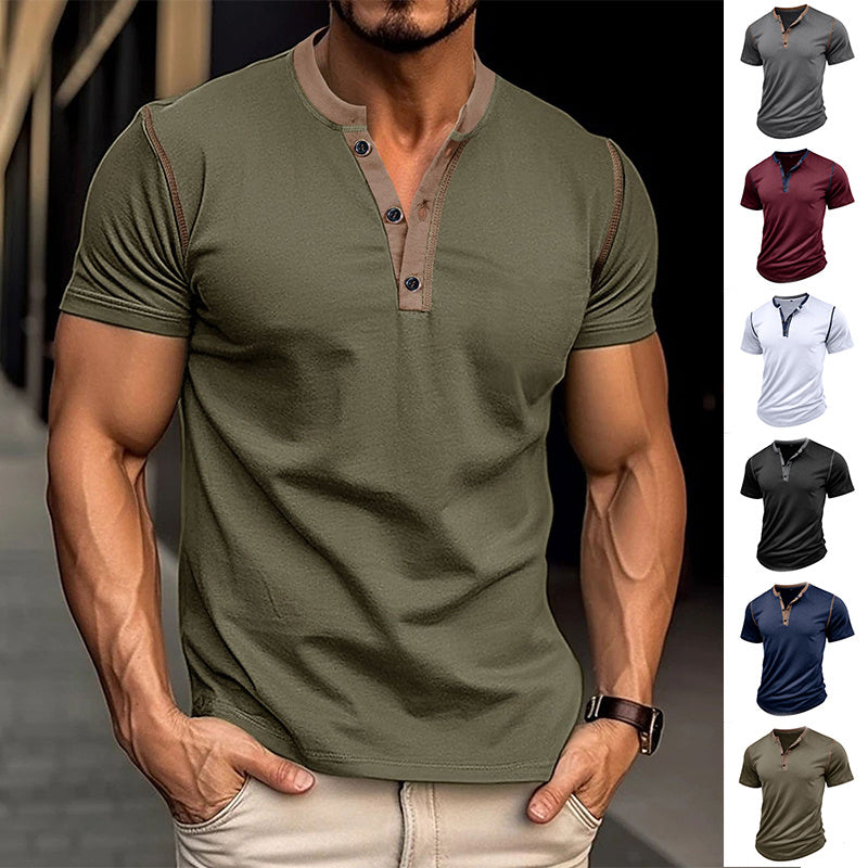 VibePolo Summer Button V-Neck Polo T-Shirt for Men