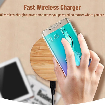Bamboo Dual-Coil Vertical Wireless Charger Stand