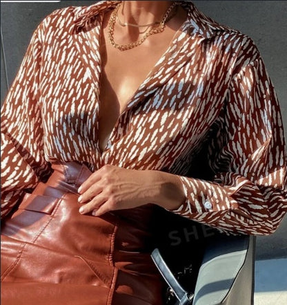 Women’s All-Over Print Button-Up Workwear Shirt