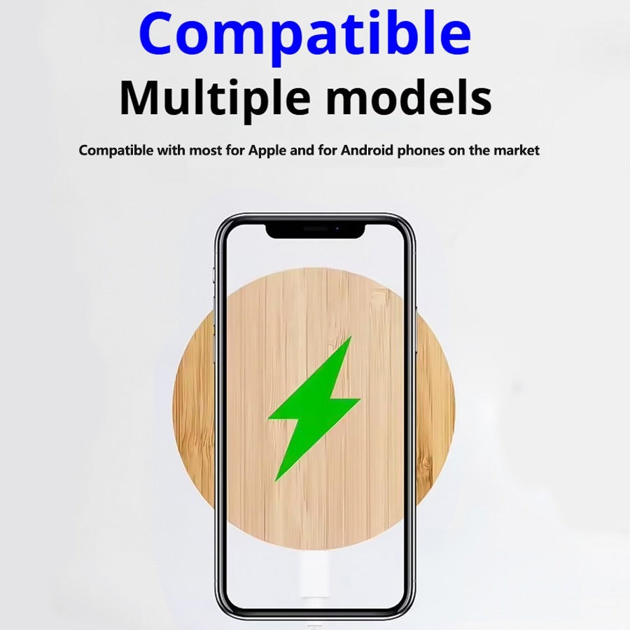 Bamboo Dual-Coil Vertical Wireless Charger Stand