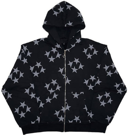 StarGlow Zip Hoodie – Unisex Streetwear Cardigan Jacket for Couples