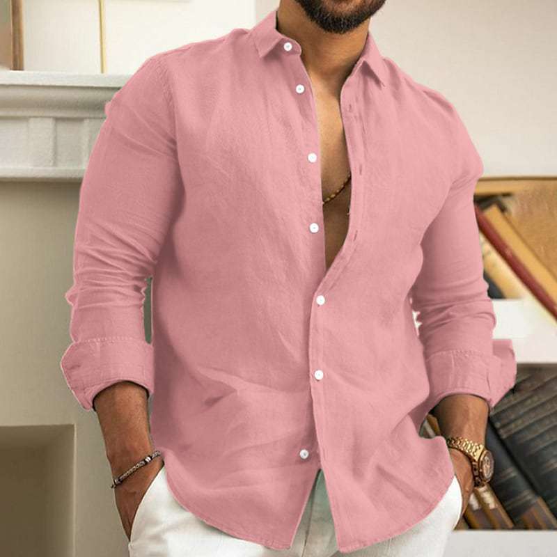 CoastalBreeze Men’s Linen Button Shirt – Beachwear Edition