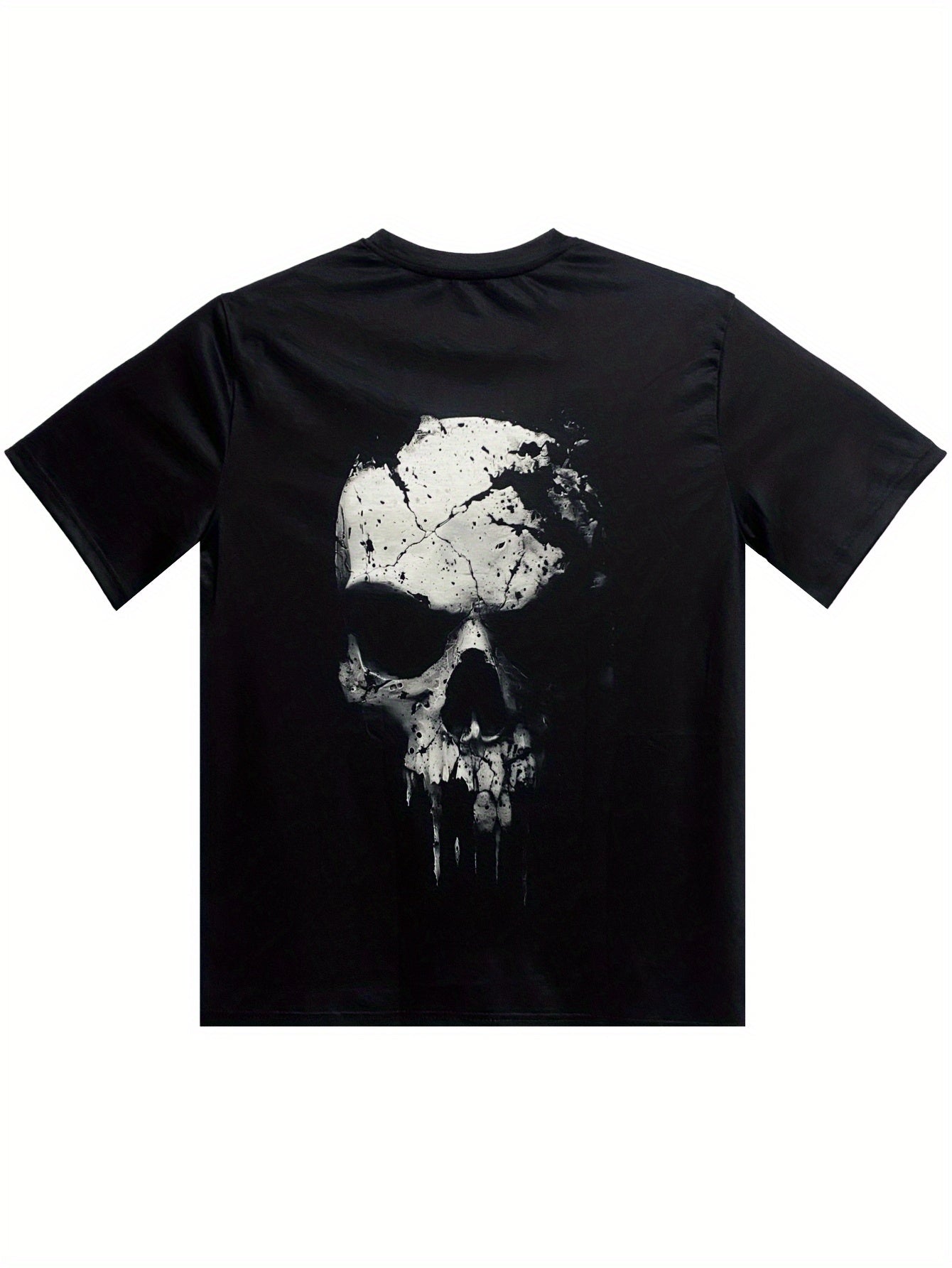 Featuring A 3D Digital Shattered Skull Pattern And A Round Neck Short Sleeved T-shirt