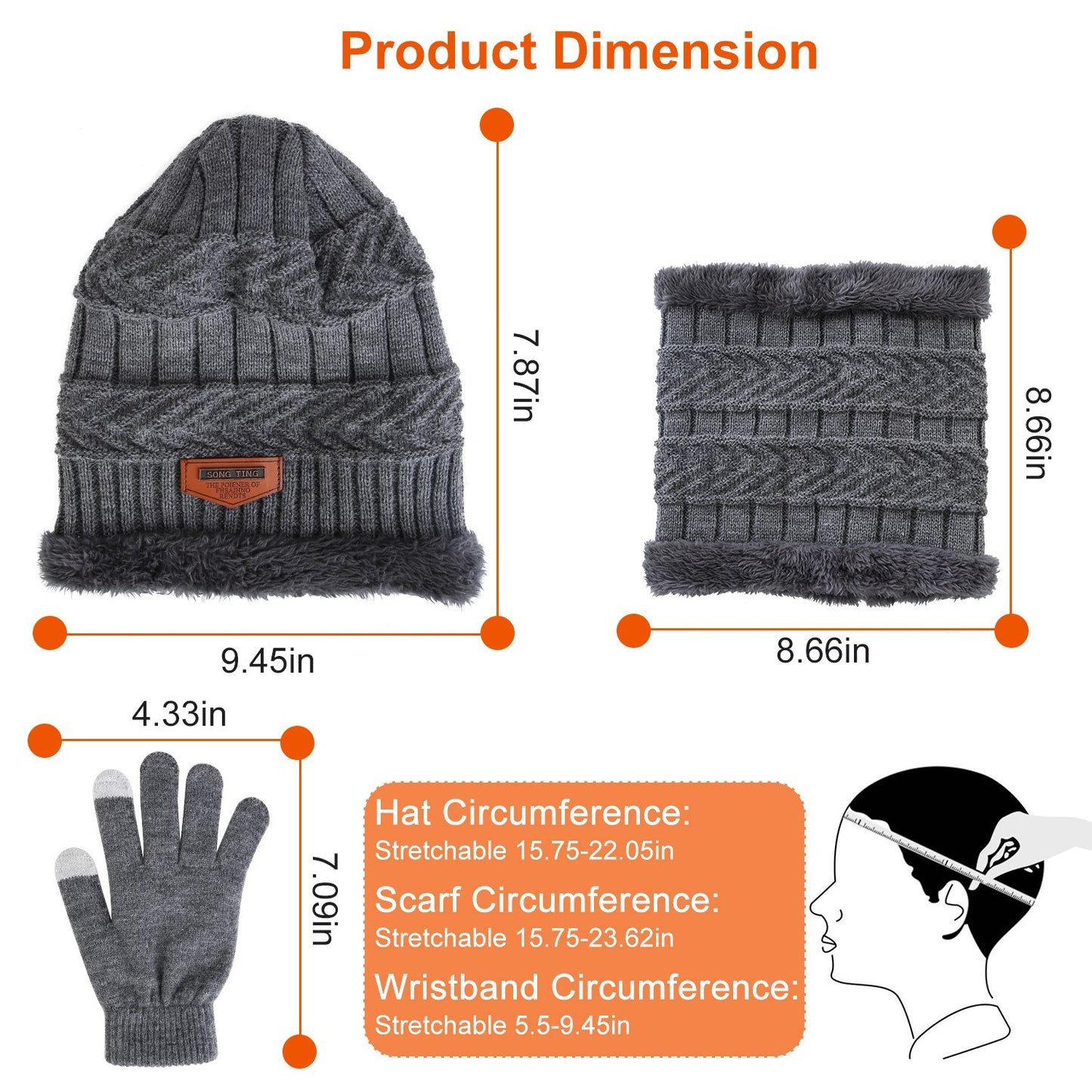 Winter Flex 3-in-1 Knit Set – Warm Beanie, Touchscreen Gloves & Scarf for Men & Women