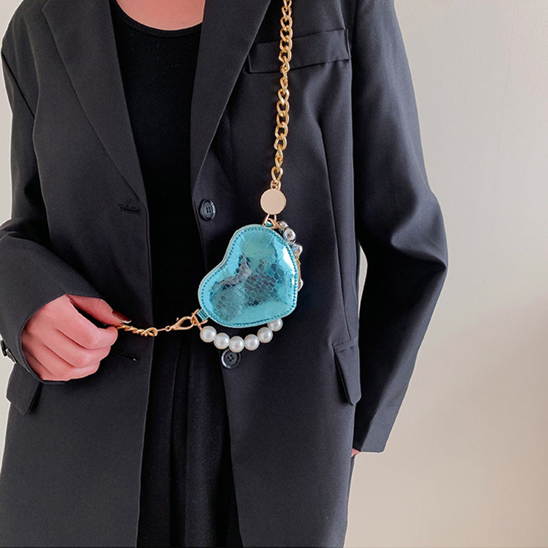 PearlHeart Mini Bag – Cute Candy Color Chain Shoulder Purse