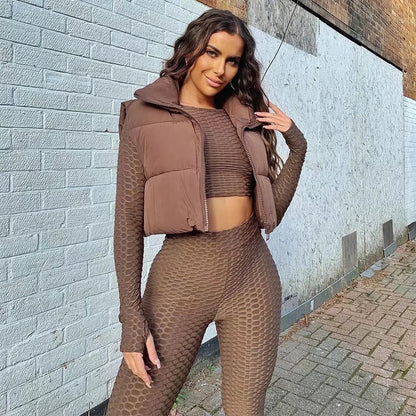 Frost Luxe Puffer Vest – Winter Short Zip-Up Sleeveless Jacket for Women