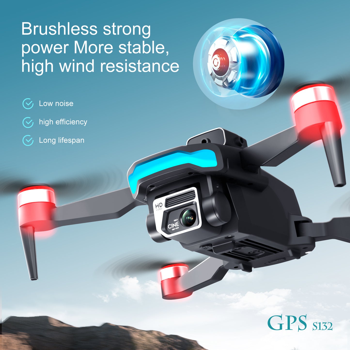 AeroForce S132 Brushless Drone with Strong Power & High Wind Resistance