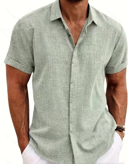 LinoSoft Men’s Loose Linen Short Sleeve Summer Tee