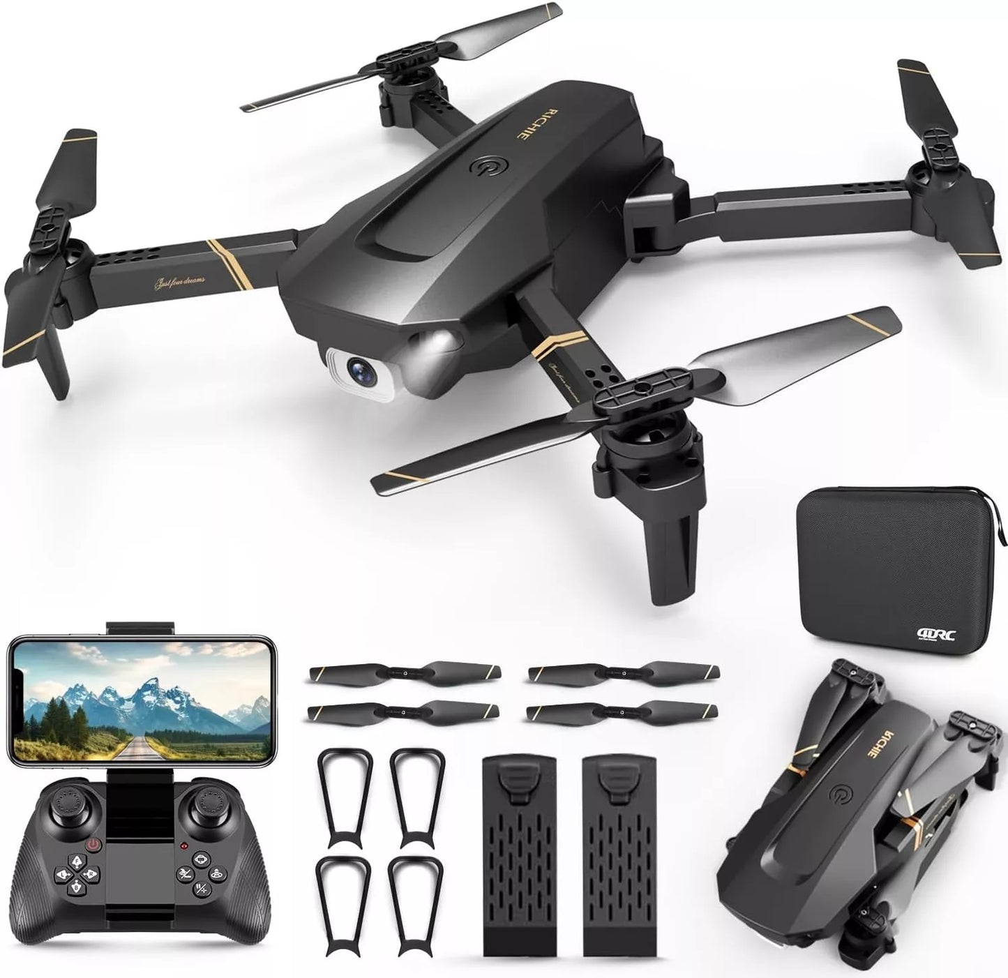 4DRC V4 Foldable Mini 4K HD Drone with 3 Batteries & Remote Control
