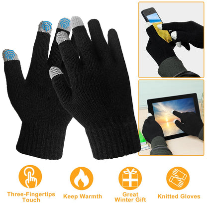 Therma Touch Knit Gloves – Unisex Full-Finger Touchscreen Winter Warm Gloves