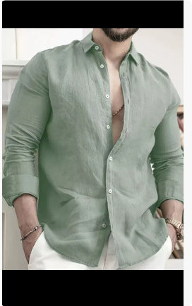 CoastalBreeze Men’s Linen Button Shirt – Beachwear Edition