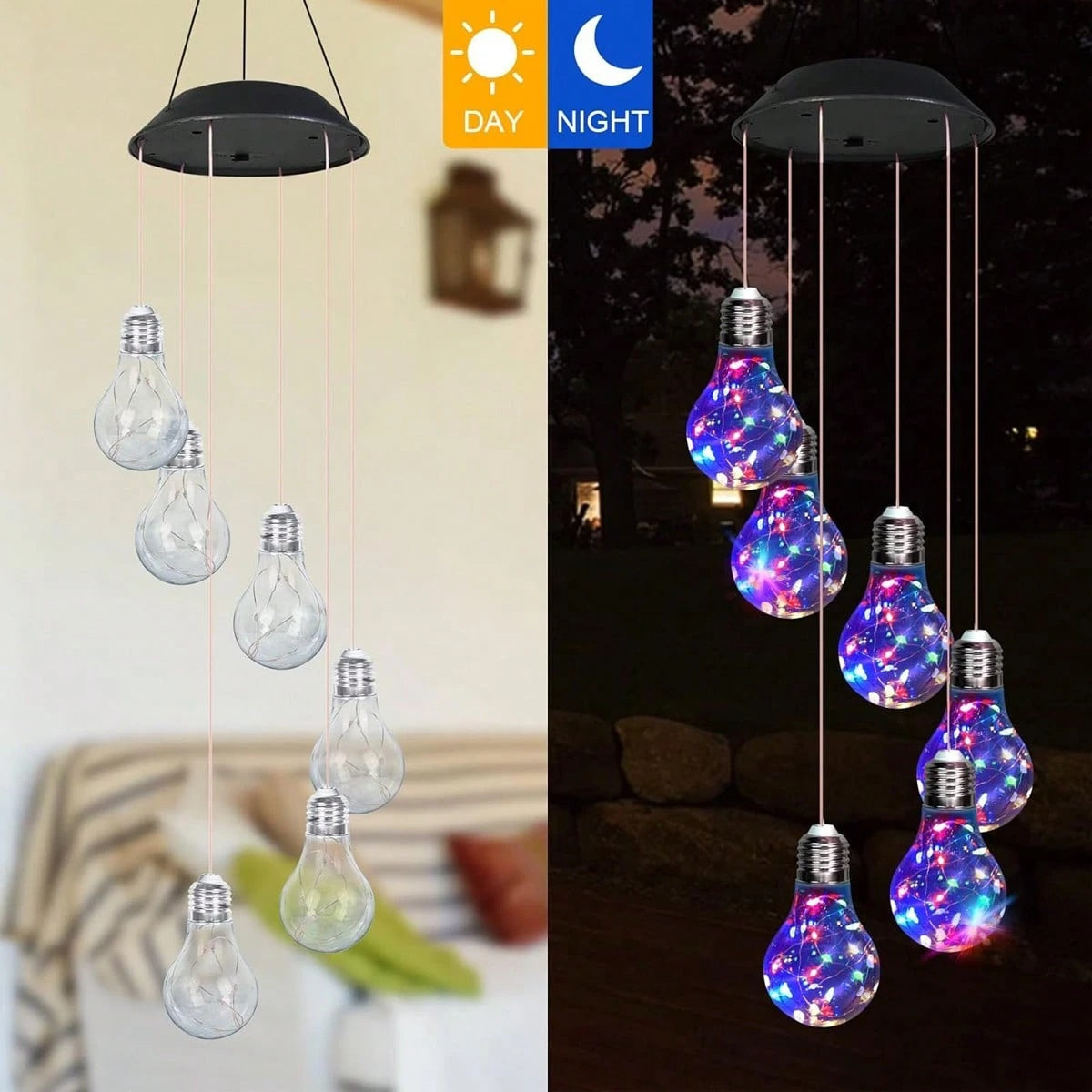 SolarGlow Colorful LED Bulb Wind Chimes (21.6")