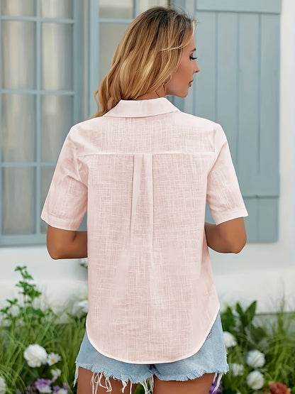 Women’s Solid Color Office Shirt – Plus Size Spring & Summer Top