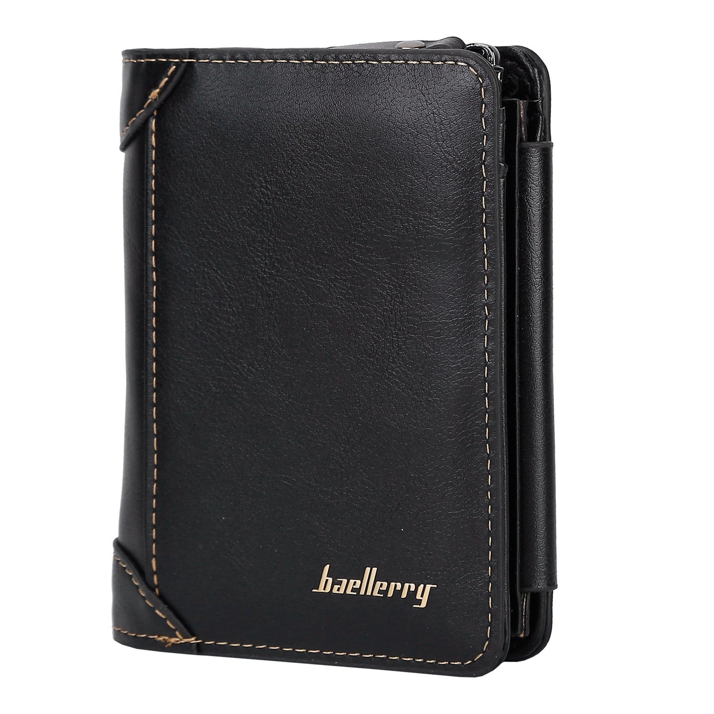 Trifold Leather Wallet with Zipper & 14 Card Slots