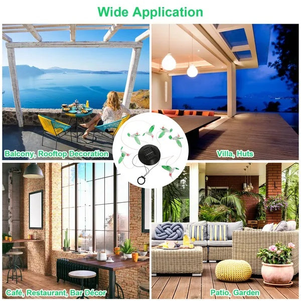 HummiGlow LED Solar Hummingbird Wind Chime Lights (6 LEDs)