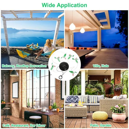 HummiGlow LED Solar Hummingbird Wind Chime Lights (6 LEDs)