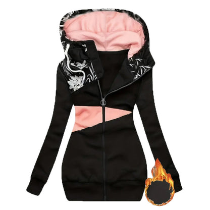 Color Blend Plus Hoodie Coat – Women’s Full-Zip Color-Block Winter Jacket