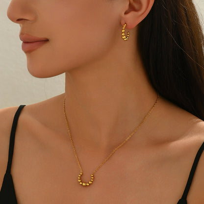 Golden Crescent Jewelry Set – Minimalist Necklace & Earrings
