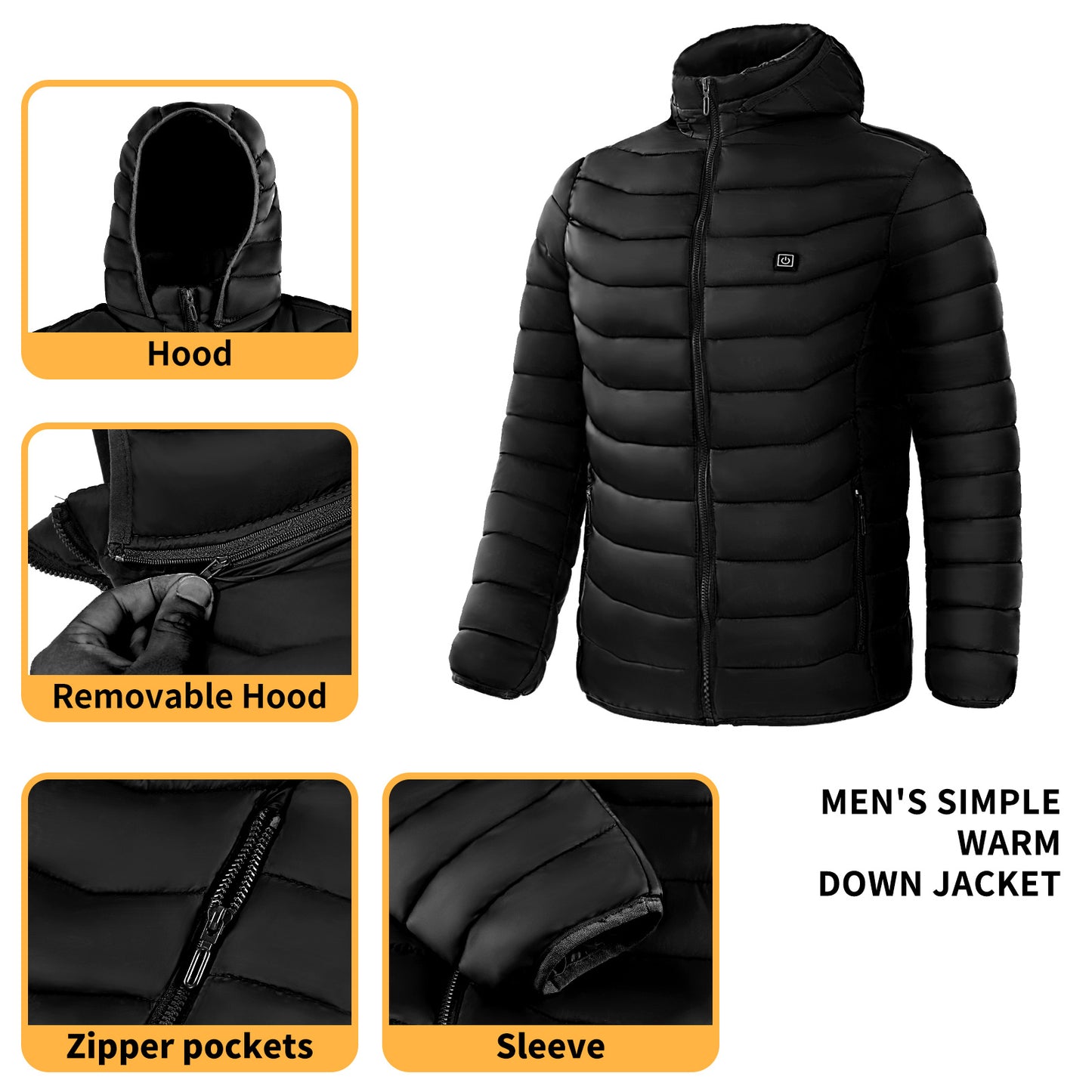 Heat Zone 9 Puffer Jacket – Men’s Electric Heated Winter Hooded Coat