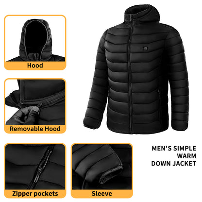 Heat Zone 9 Puffer Jacket – Men’s Electric Heated Winter Hooded Coat