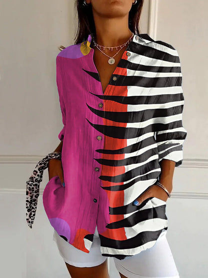 Women’s Floral Long Sleeve Shirt – Casual Button-Down Top