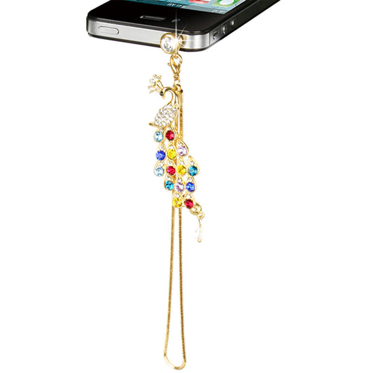 GlamPea Crystal Diamond Peacock Dust Cap Pendant for 3.5mm Phones