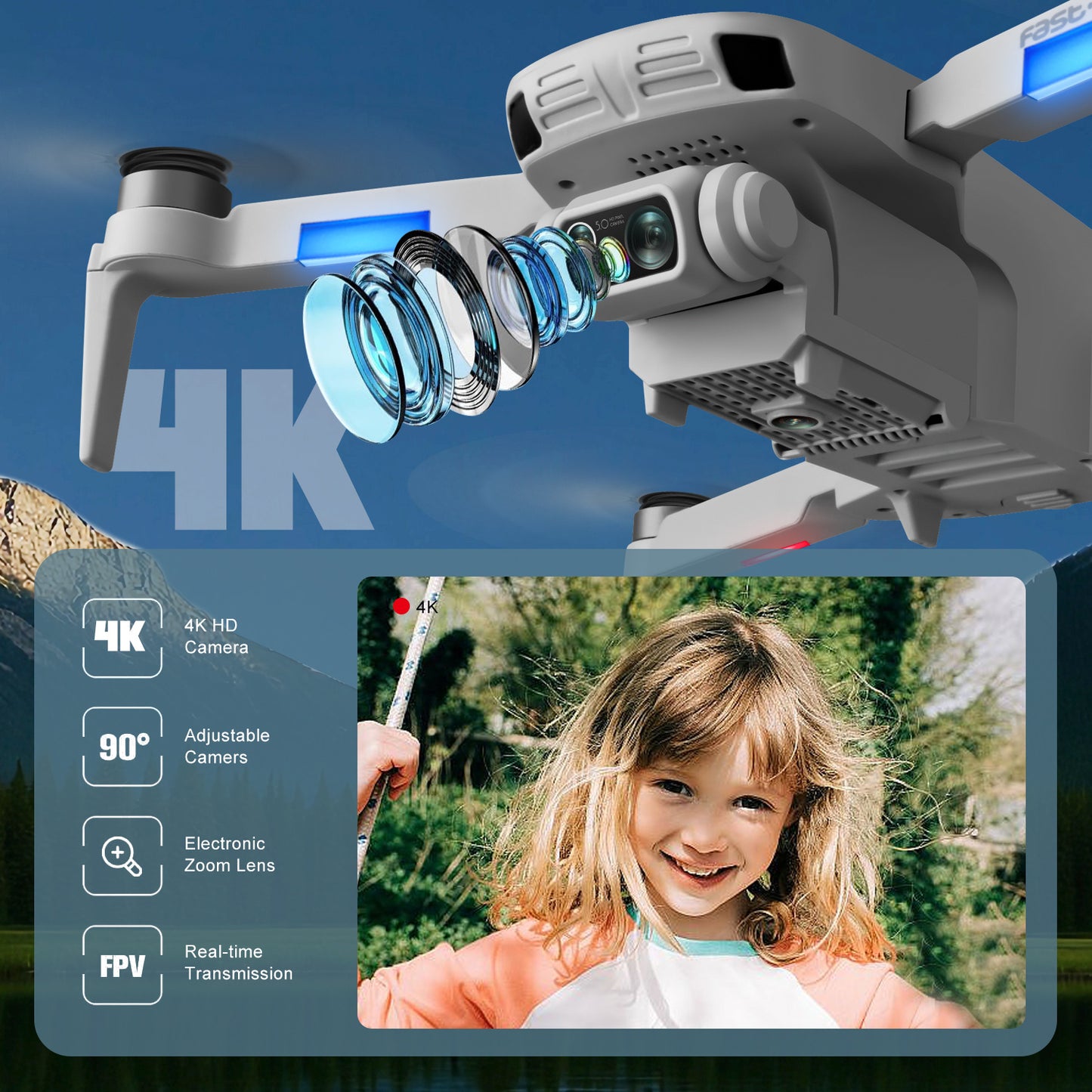 4DRC F8 GPS 5G WiFi Drone with 4K Dual Camera & HD LCD Screen