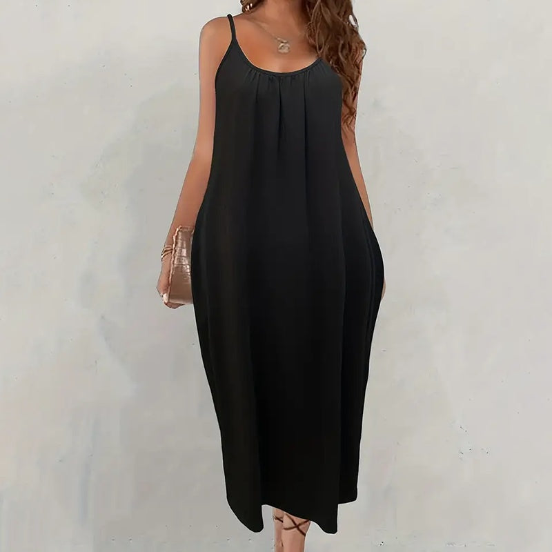 Women’s Summer Maxi Dress – Casual Spaghetti Strap Long Dress with Pockets